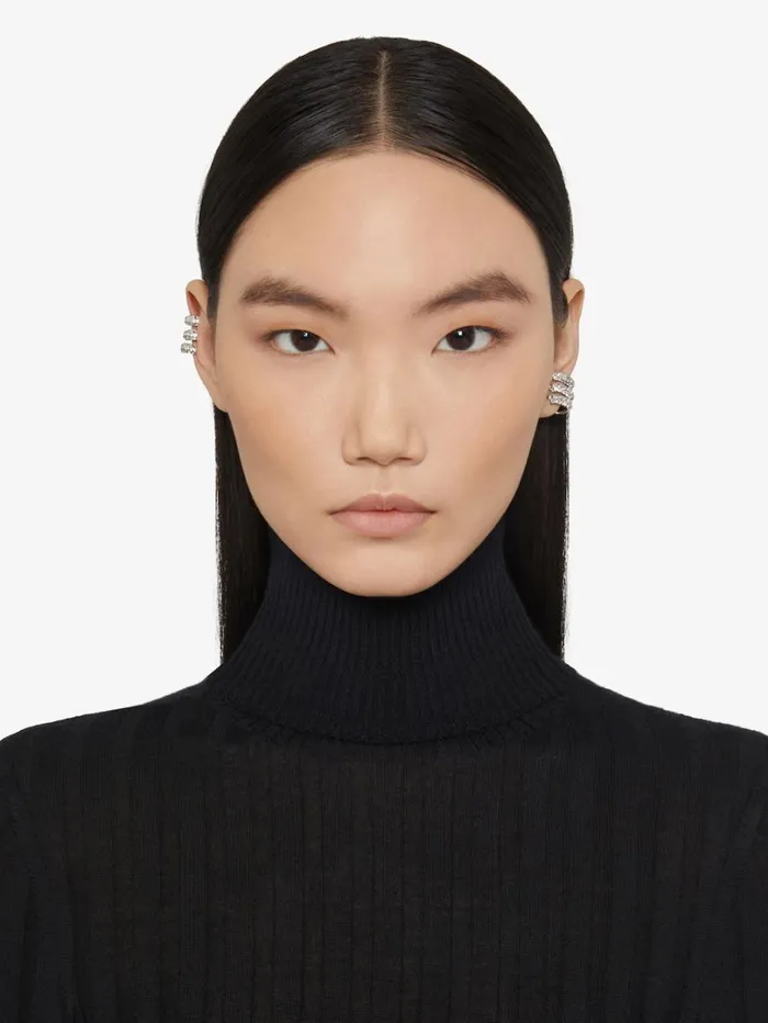 Givenchy Stitch Clip Earrings In Metal With Crystals Silvery Women Jewelry Givenchy Stitch Clip Earrings In Metal With Crystals Silvery Women Jewelry