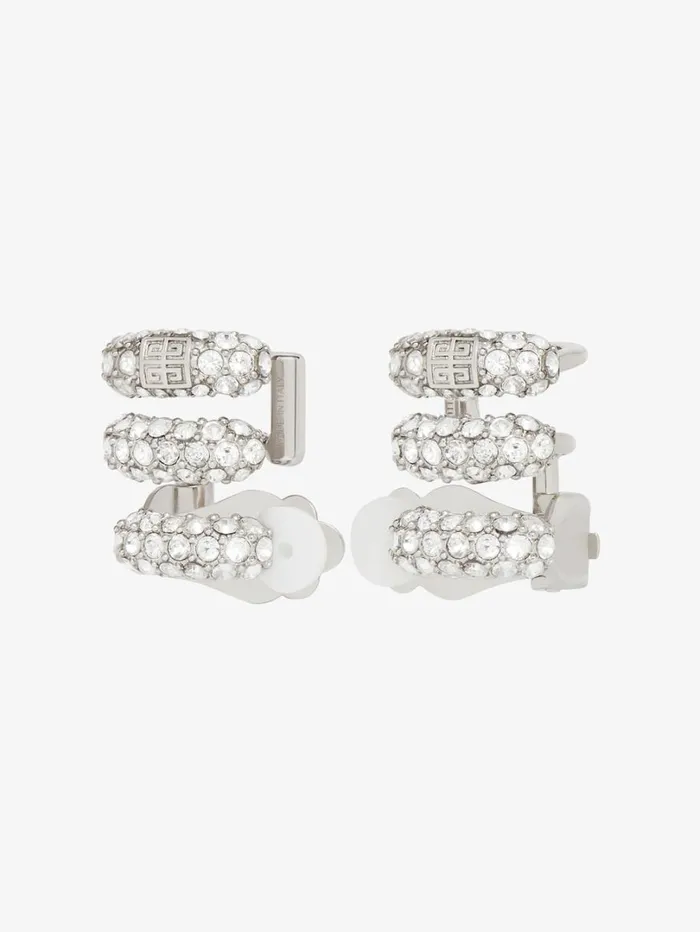Givenchy Stitch Clip Earrings In Metal With Crystals Silvery Women Jewelry Givenchy Stitch Clip Earrings In Metal With Crystals Silvery Women Jewelry