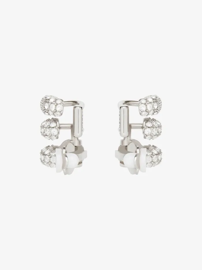 Givenchy Stitch Clip Earrings In Metal With Crystals Silvery Women Jewelry Givenchy Stitch Clip Earrings In Metal With Crystals Silvery Women Jewelry