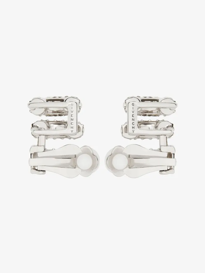 Givenchy Stitch Clip Earrings In Metal With Crystals Silvery Women Jewelry Givenchy Stitch Clip Earrings In Metal With Crystals Silvery Women Jewelry