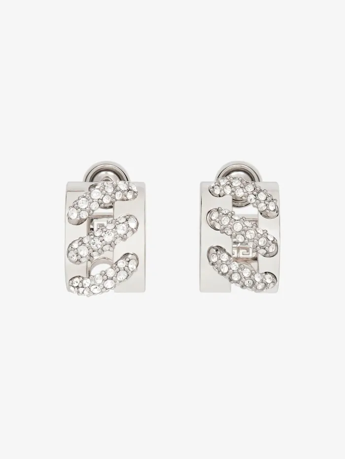 Givenchy Stitch Earrings In Metal With Crystals Silvery Women Jewelry