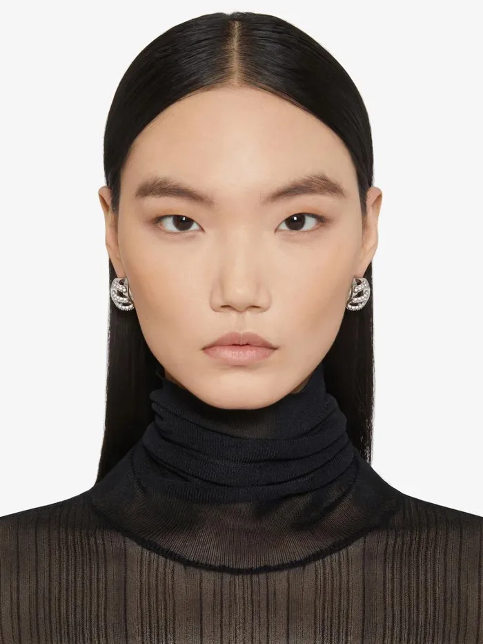 Givenchy Stitch Earrings In Metal With Crystals Silvery Women Jewelry Givenchy Stitch Earrings In Metal With Crystals Silvery Women Jewelry