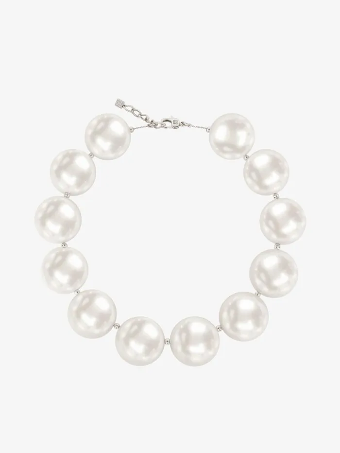 Givenchy Stitch Necklace In Pearls With Crystals Whitesilvery Women Jewelry Givenchy Stitch Necklace In Pearls With Crystals Whitesilvery Women Jewelry