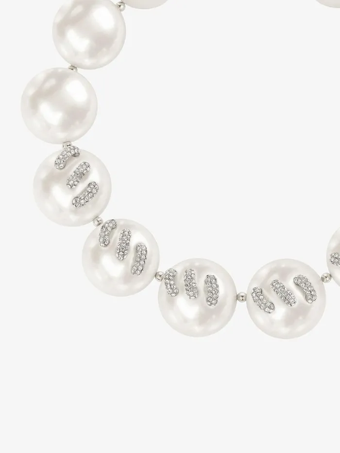 Givenchy Stitch Necklace In Pearls With Crystals Whitesilvery Women Jewelry Givenchy Stitch Necklace In Pearls With Crystals Whitesilvery Women Jewelry
