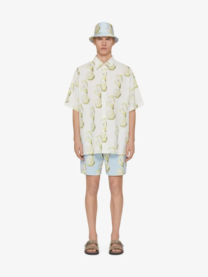 Givenchy Swim Shorts In Cotton Seersucker With Lemon Print Blueyellow Men Swimwear Givenchy Swim Shorts In Cotton Seersucker With Lemon Print Blueyellow Men Swimwear