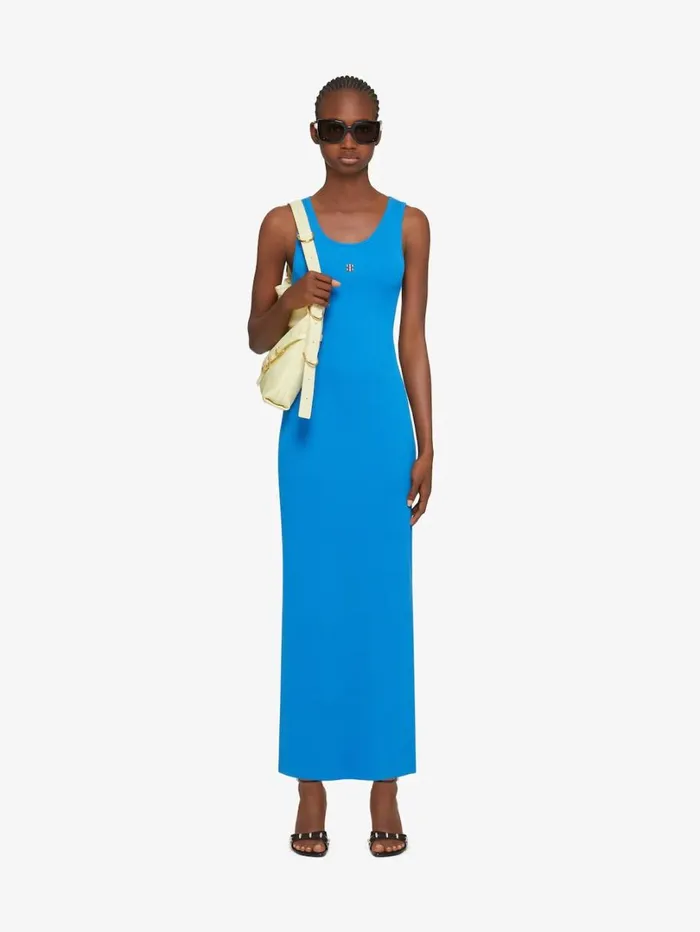 Givenchy Tank Dress In Knit Moroccan Blue Women Dresses