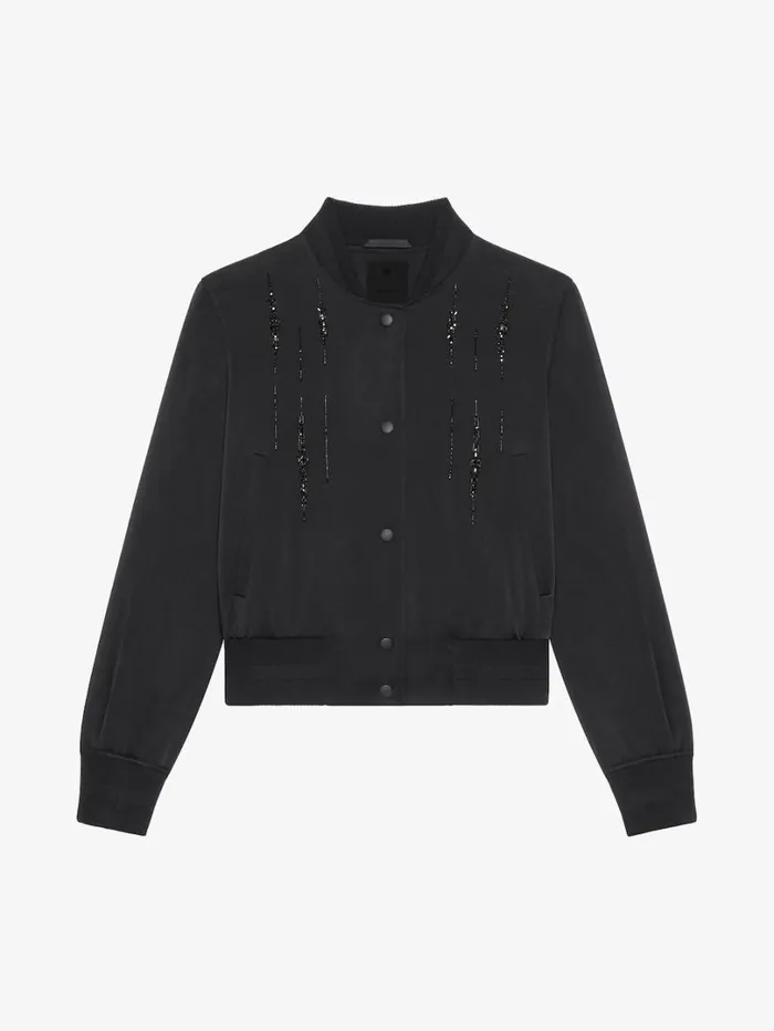 Givenchy Varsity Jacket In Satin With Crystals Black Women Outerwear and Blousons