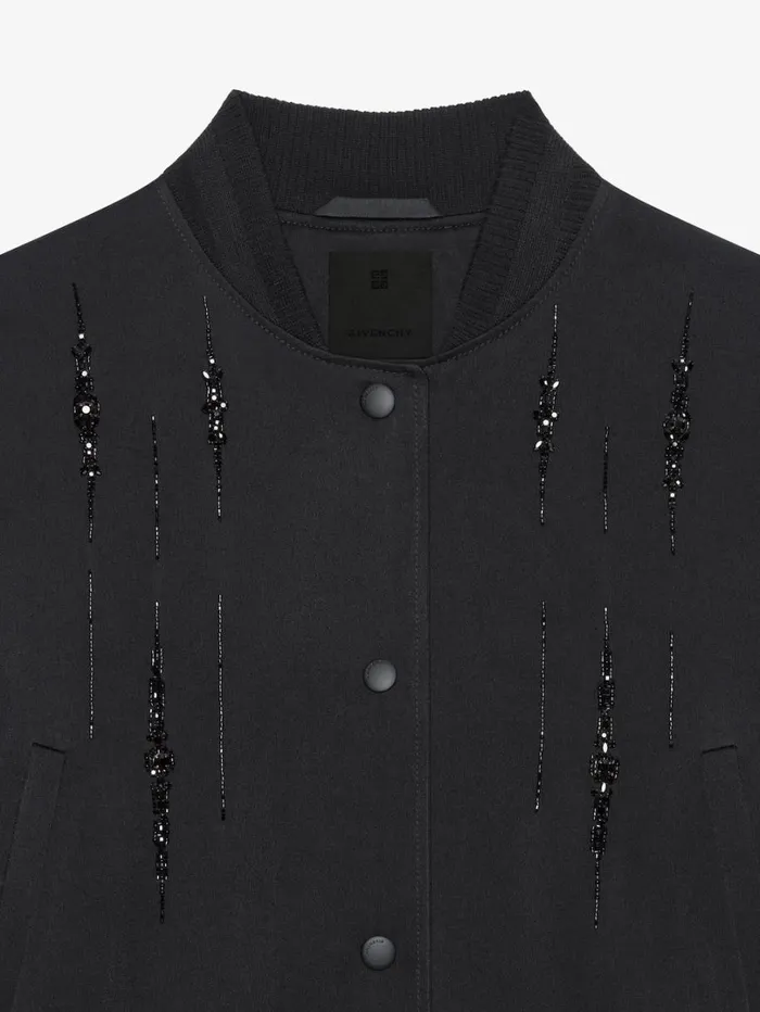 Givenchy Varsity Jacket In Satin With Crystals Black Women Outerwear and Blousons