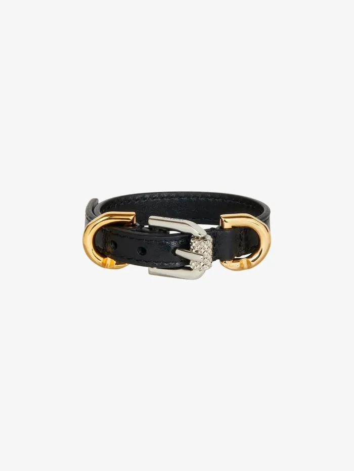 Givenchy Voyou Bracelet In Leather And Metal Black Women Jewelry
