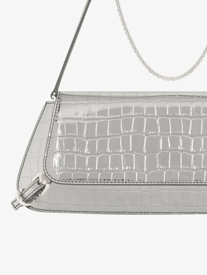 Givenchy Voyou Clutch Bag In Crocodile Effect Leather Light Silvery Women Shoulder Bags Givenchy Voyou Clutch Bag In Crocodile Effect Leather Light Silvery Women Shoulder Bags