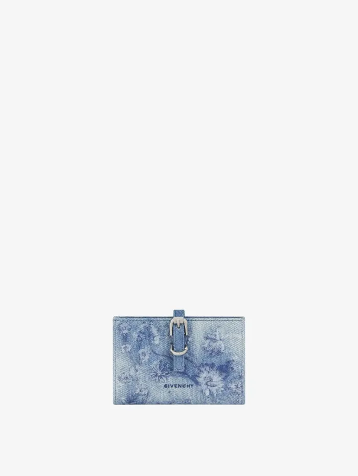 Givenchy Voyou Wallet In Washed Embroidered Denim Medium Blue Women Wallets and Card Holders