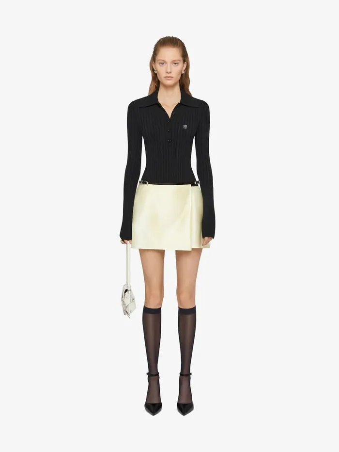 Givenchy Voyou Wrap Mini Skirt In Silk Satin Duchesse Butter Women Skirts