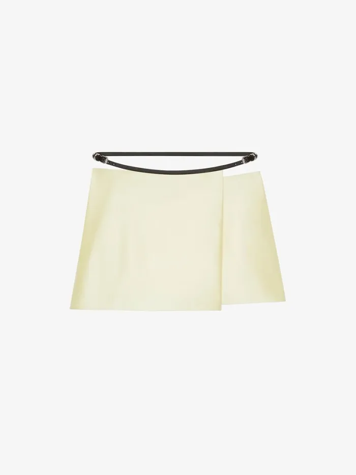 Givenchy Voyou Wrap Mini Skirt In Silk Satin Duchesse Butter Women Skirts