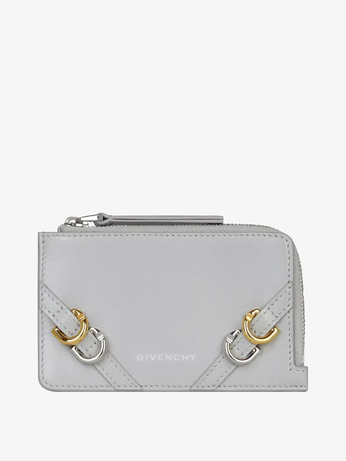 Givenchy Voyou Zipped Card Holder In Leather Light Grey Women Wallets and Card Holders Givenchy Voyou Zipped Card Holder In Leather Light Grey Women Wallets and Card Holders