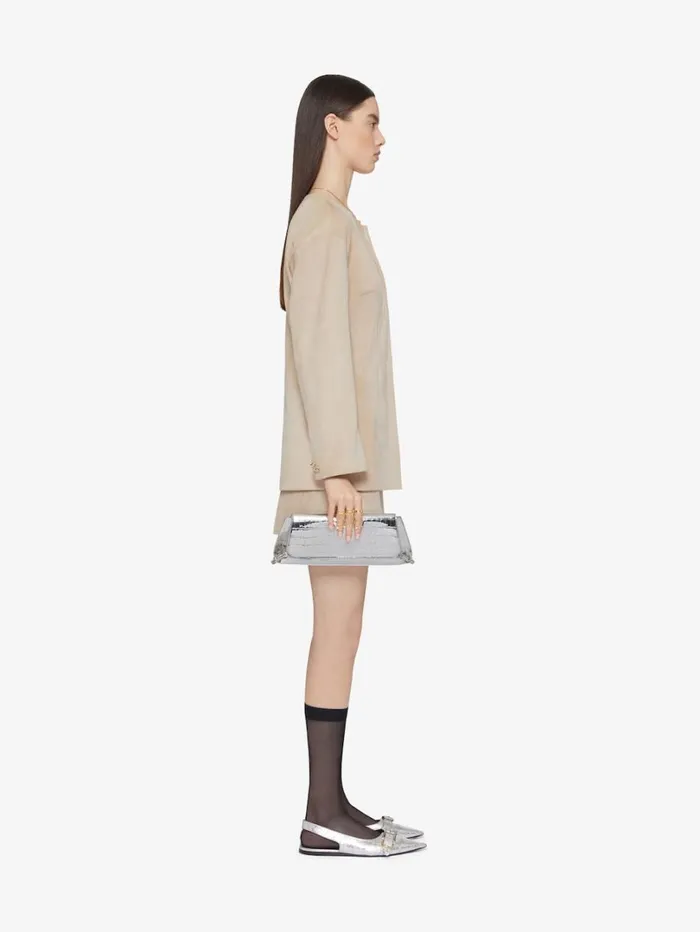 Givenchy Wrap Mini Skirt In Suede With 4G Liquid Detail Sand Women Skirts