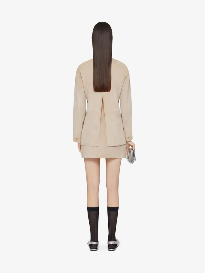 Givenchy Wrap Mini Skirt In Suede With 4G Liquid Detail Sand Women Skirts