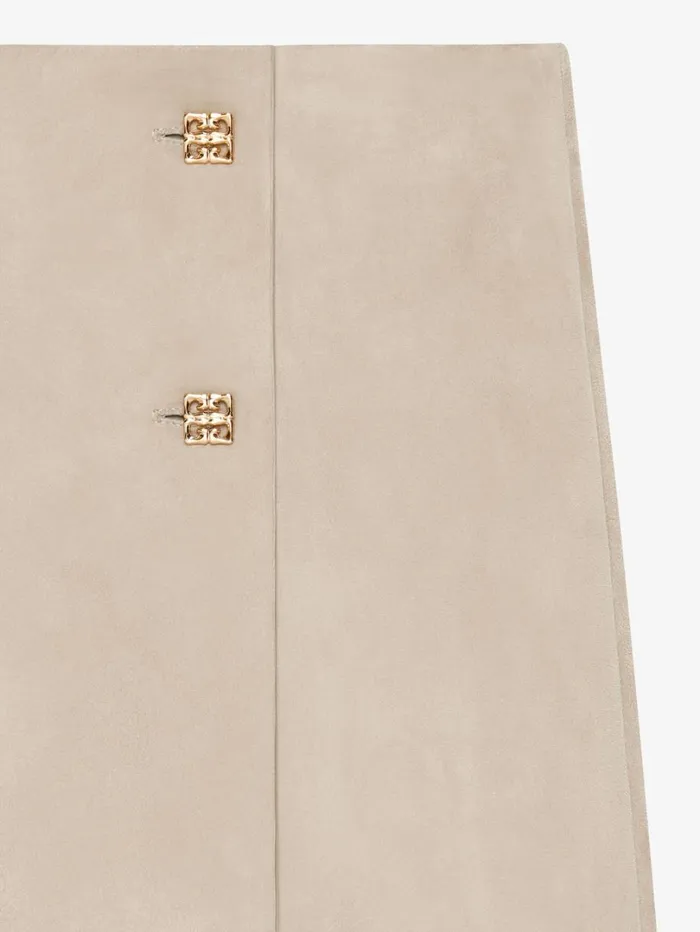 Givenchy Wrap Mini Skirt In Suede With 4G Liquid Detail Sand Women Skirts