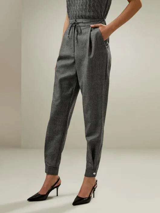 Glen Check Wool Joggers 8211 Versatile Style With Adjustable Comfort Women Lilysilk Bottoms Glen Check Wool Joggers 8211 Versatile Style With Adjustable Comfort Women Lilysilk Bottoms