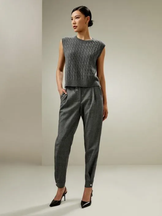 Glen Check Wool Joggers 8211 Versatile Style With Adjustable Comfort Women Lilysilk Bottoms