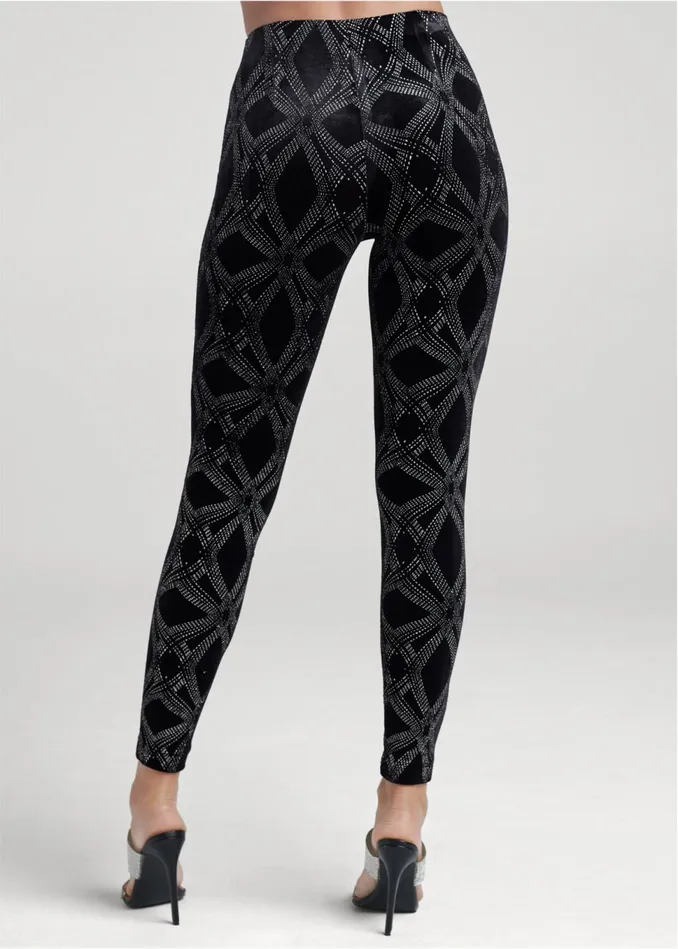 GLITTER PRINT LEGGINGS Black and Silver Women VENUS Leggings