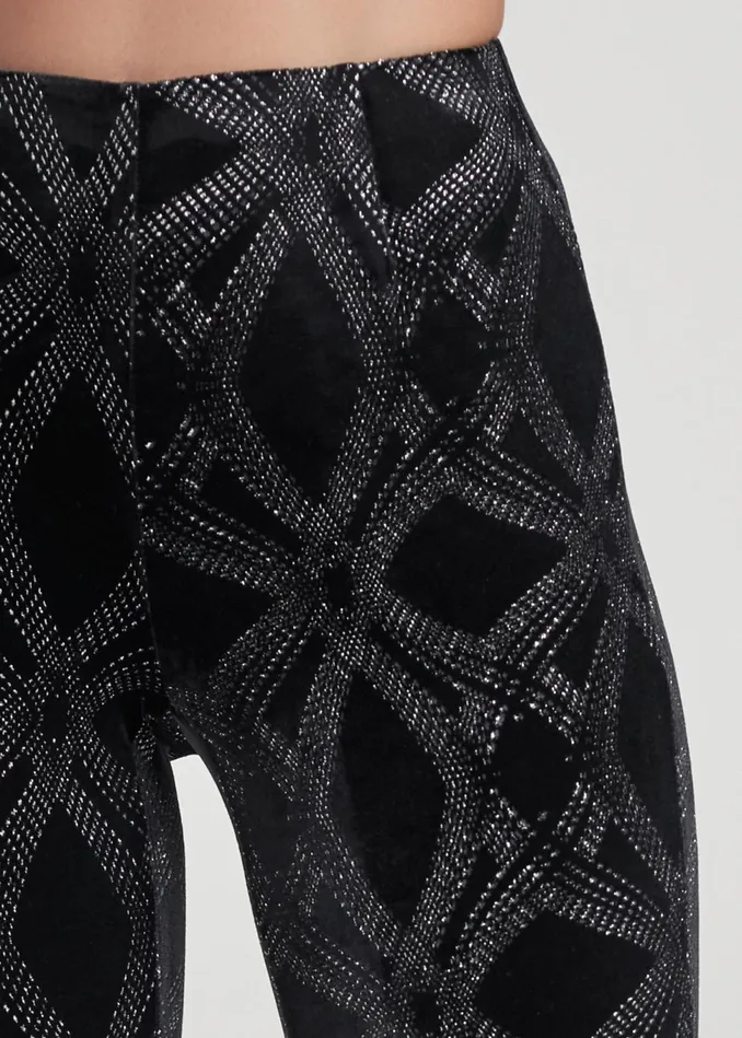GLITTER PRINT LEGGINGS Black and Silver Women VENUS Leggings