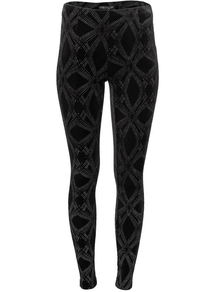 GLITTER PRINT LEGGINGS Black and Silver Women VENUS Leggings