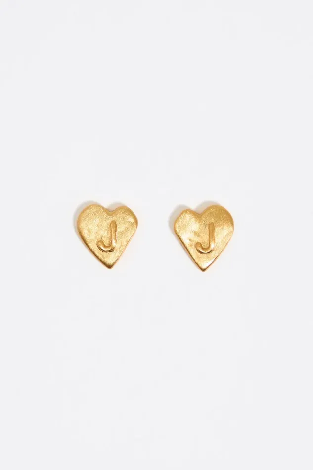 Gold Heart Letter J Earrings Gold Women Bimba Y Lola Alphabet