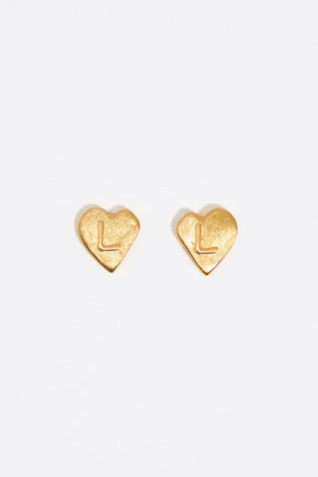 Gold Heart Letter L Earrings Gold Women Bimba Y Lola Alphabet