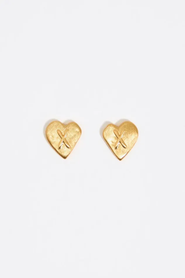 Gold Heart Letter X Earrings Gold Women Bimba Y Lola Alphabet