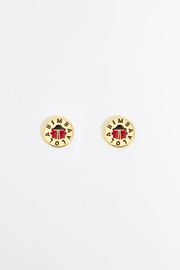 Golden Ladybug Logo Earrings Red Women Bimba Y Lola Jewelry