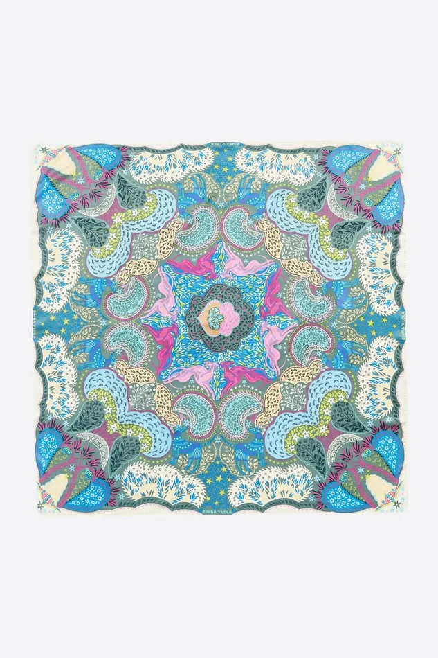 Green Greyhound And Small Leaf Print Scarf Green Women Bimba Y Lola Scarves