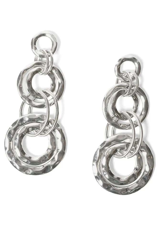 HAMMERED METAL TIERED HOOP EARRINGS Silver Women VENUS Earrings