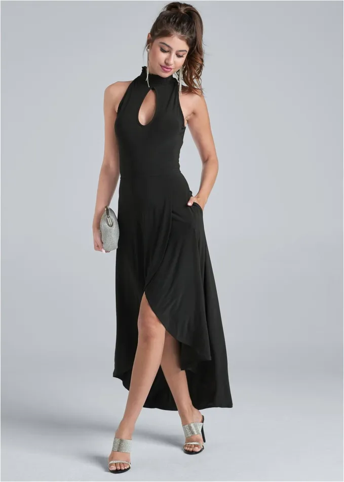HighLow Keyhole Dress Black Women VENUS Formal Dresses