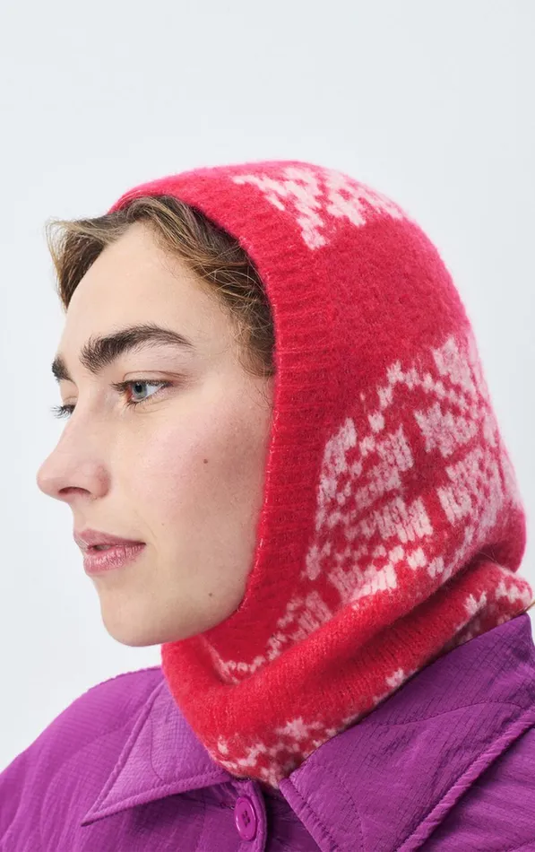 Hood Gylson Fuchsia Jacquard Ecru WomenMen American Vintage Beanies and Caps Hood Gylson Fuchsia Jacquard Ecru WomenMen American Vintage Beanies and Caps