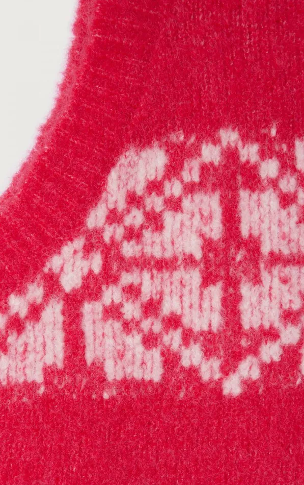 Hood Gylson Fuchsia Jacquard Ecru WomenMen American Vintage Beanies and Caps Hood Gylson Fuchsia Jacquard Ecru WomenMen American Vintage Beanies and Caps