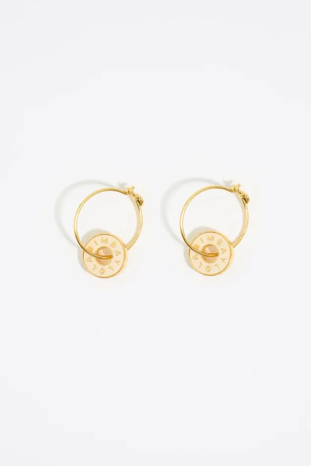 Hoop Earrings Ivory Logo Ivory Women Bimba Y Lola Jewelry