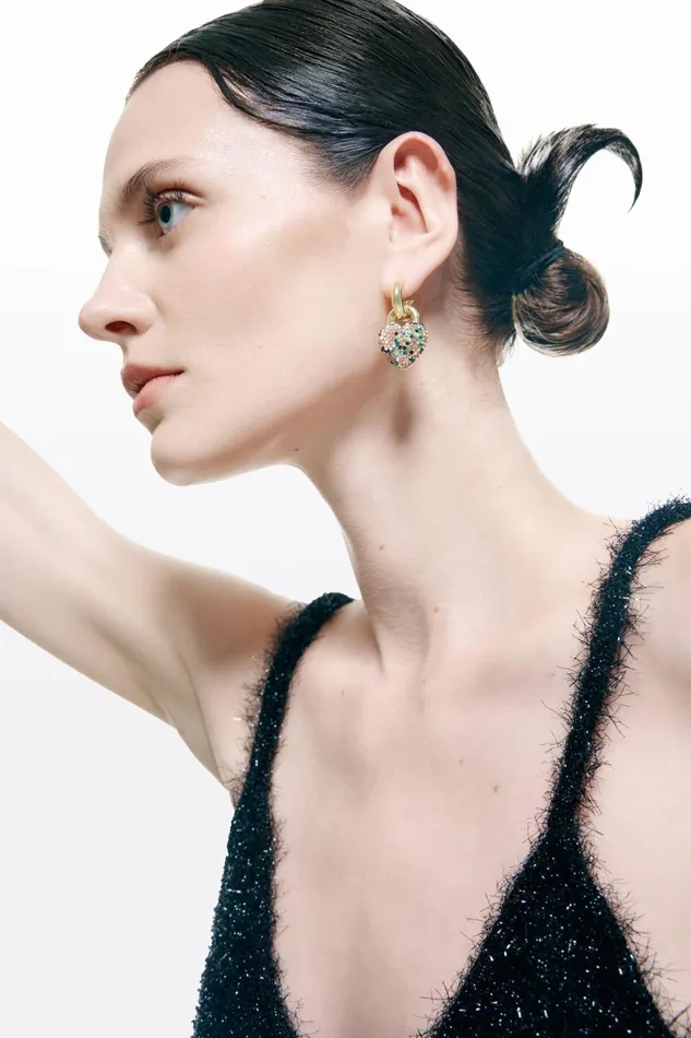 Hoop Earrings With Multicolored Crystal Heart Gold Women Bimba Y Lola Jewelry Hoop Earrings With Multicolored Crystal Heart Gold Women Bimba Y Lola Jewelry