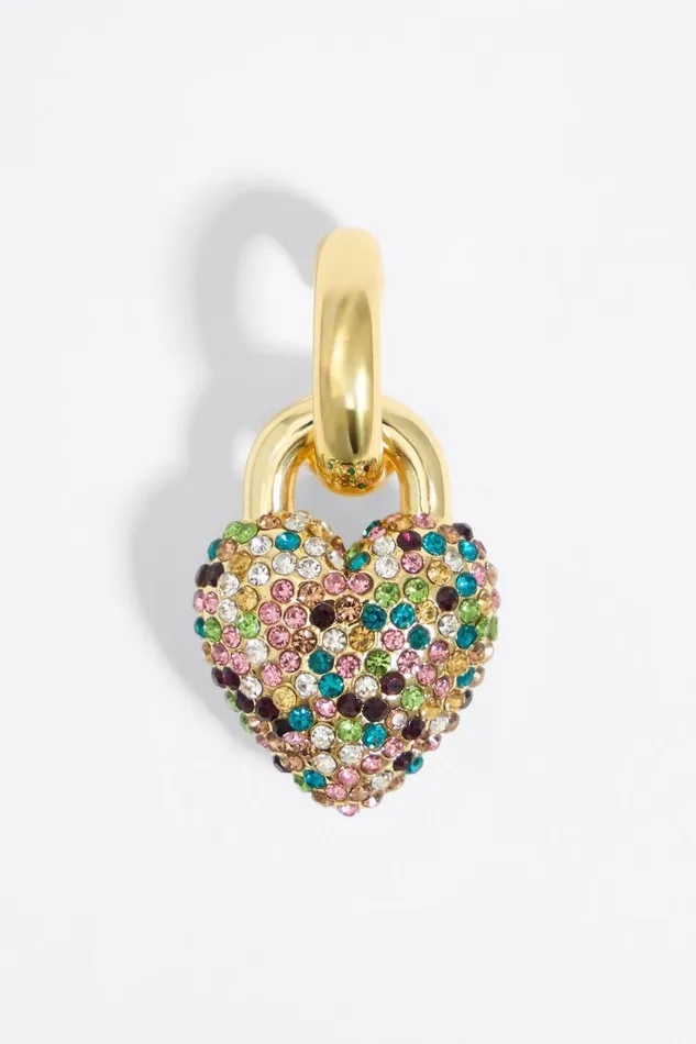 Hoop Earrings With Multicolored Crystal Heart Gold Women Bimba Y Lola Jewelry Hoop Earrings With Multicolored Crystal Heart Gold Women Bimba Y Lola Jewelry