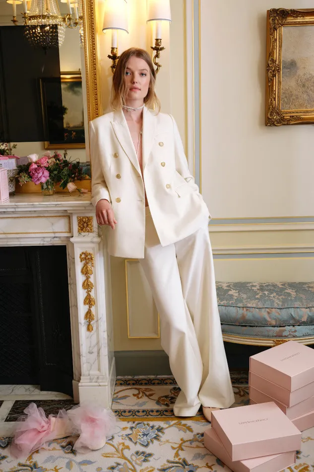 Jackets and Coats Women LoveShackFancy Reiser DoubleBreasted Blazer Cream