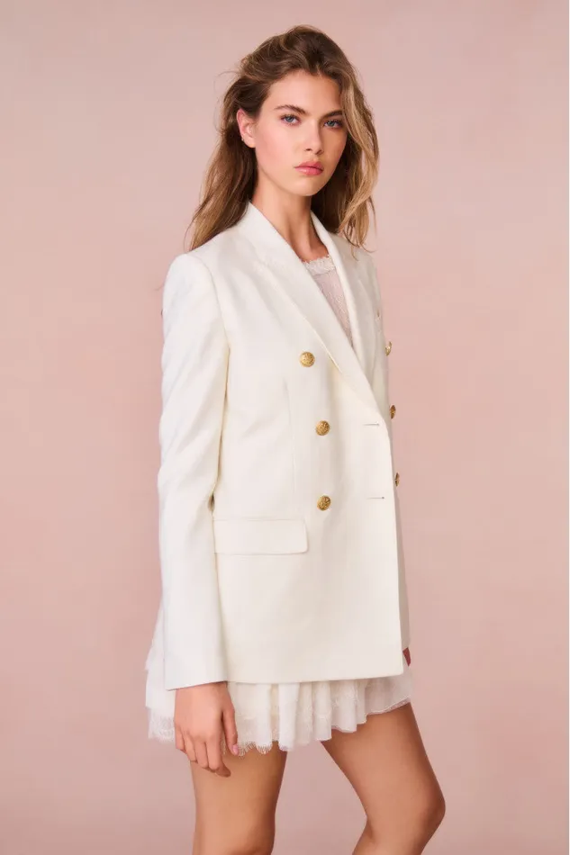 Jackets and Coats Women LoveShackFancy Reiser DoubleBreasted Blazer Cream