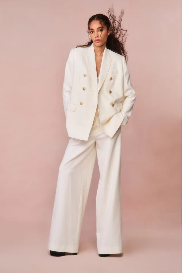 Jackets and Coats Women LoveShackFancy Reiser DoubleBreasted Blazer Cream