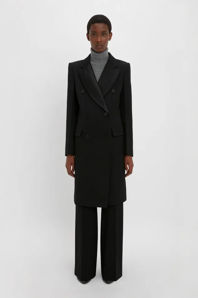 Jackets and Coats Women Victoria Beckham Double Breasted Tuxedo Coat In Black Jackets and Coats Women Victoria Beckham Double Breasted Tuxedo Coat In Black