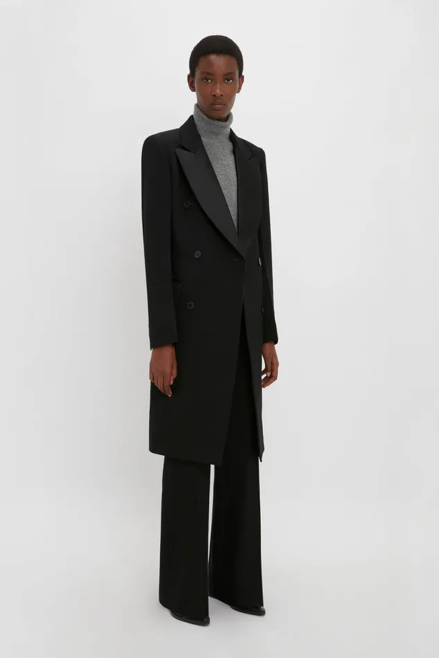 Jackets and Coats Women Victoria Beckham Double Breasted Tuxedo Coat In Black