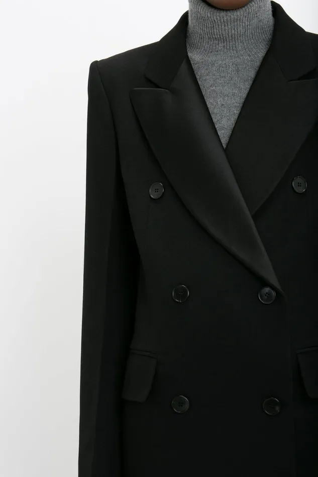 Jackets and Coats Women Victoria Beckham Double Breasted Tuxedo Coat In Black