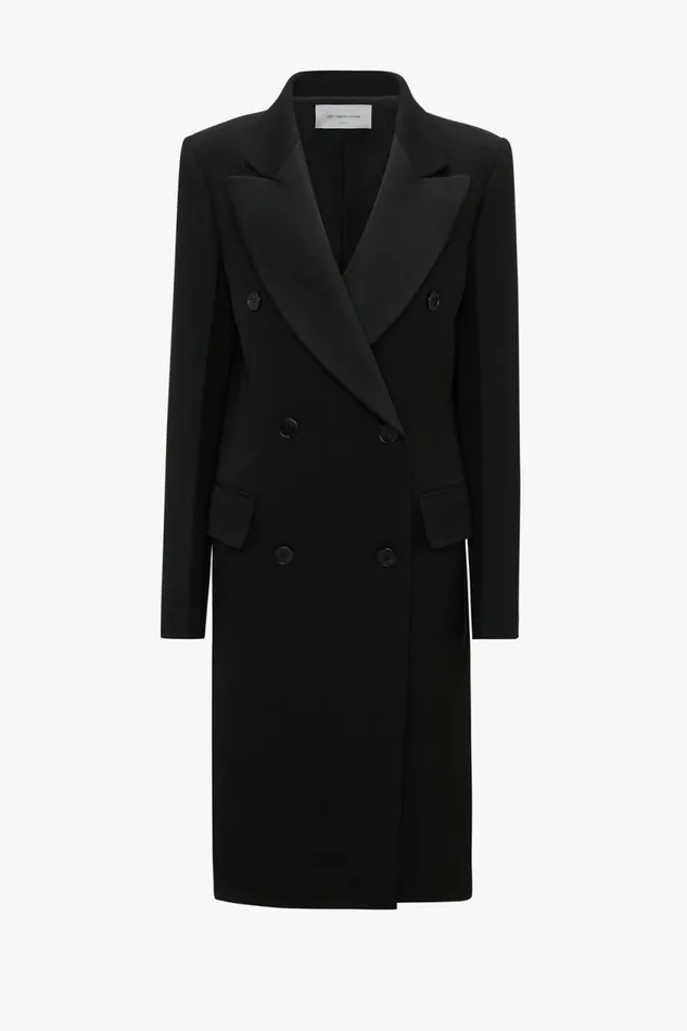 Jackets and Coats Women Victoria Beckham Double Breasted Tuxedo Coat In Black