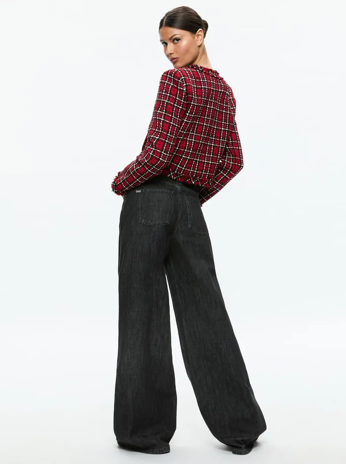 Jackets Coats Women Alice Olivia Kidman Jacket Schoolgirl Plaid Bright Ruby