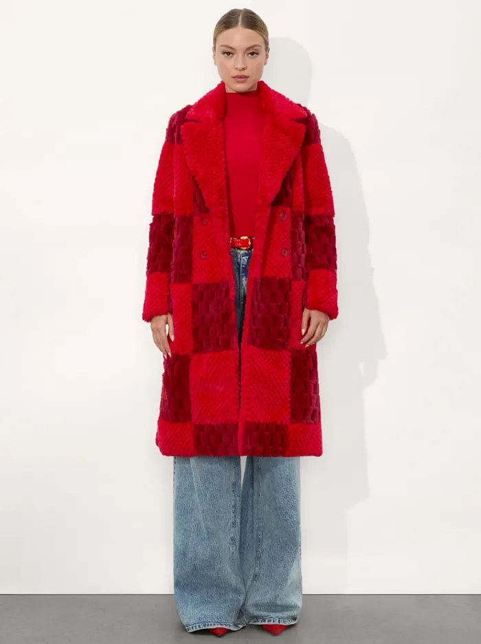 Jackets Coats Women Alice Olivia Moore Faux Fur Peacoat Bright Rubygarnet