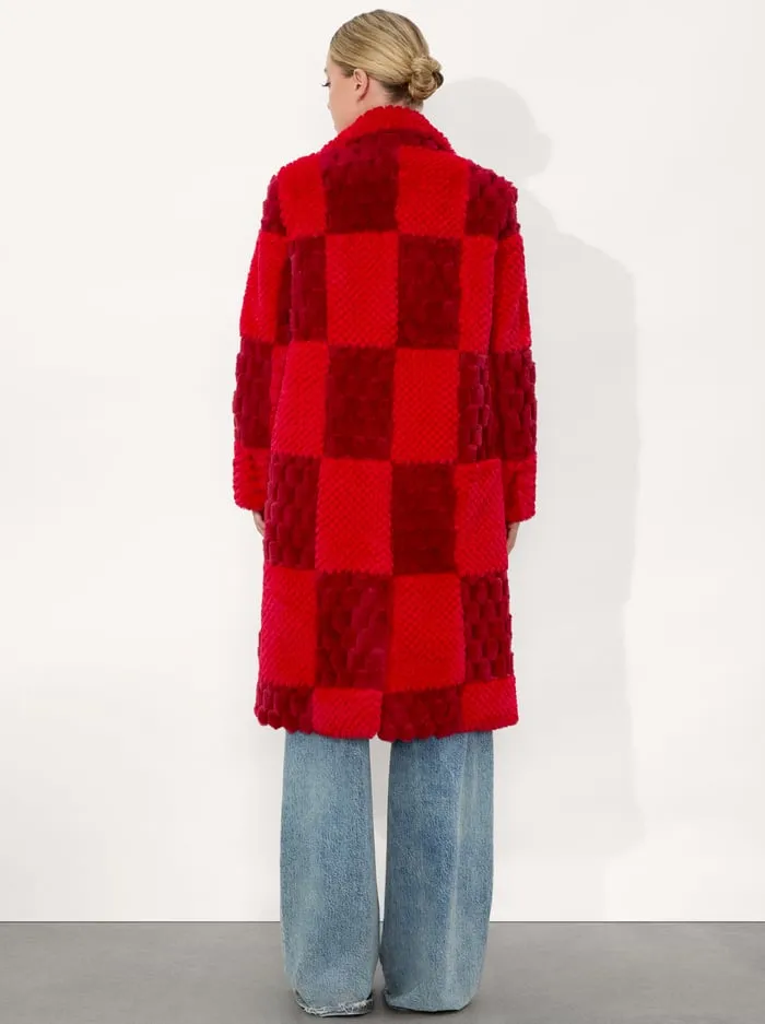 Jackets Coats Women Alice Olivia Moore Faux Fur Peacoat Bright Rubygarnet