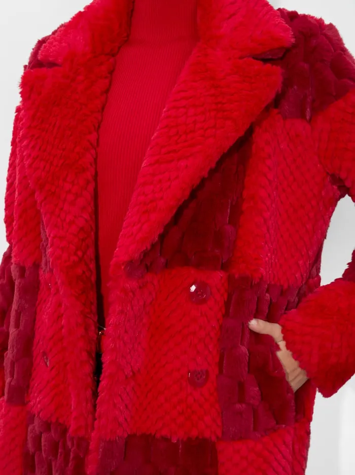 Jackets Coats Women Alice Olivia Moore Faux Fur Peacoat Bright Rubygarnet