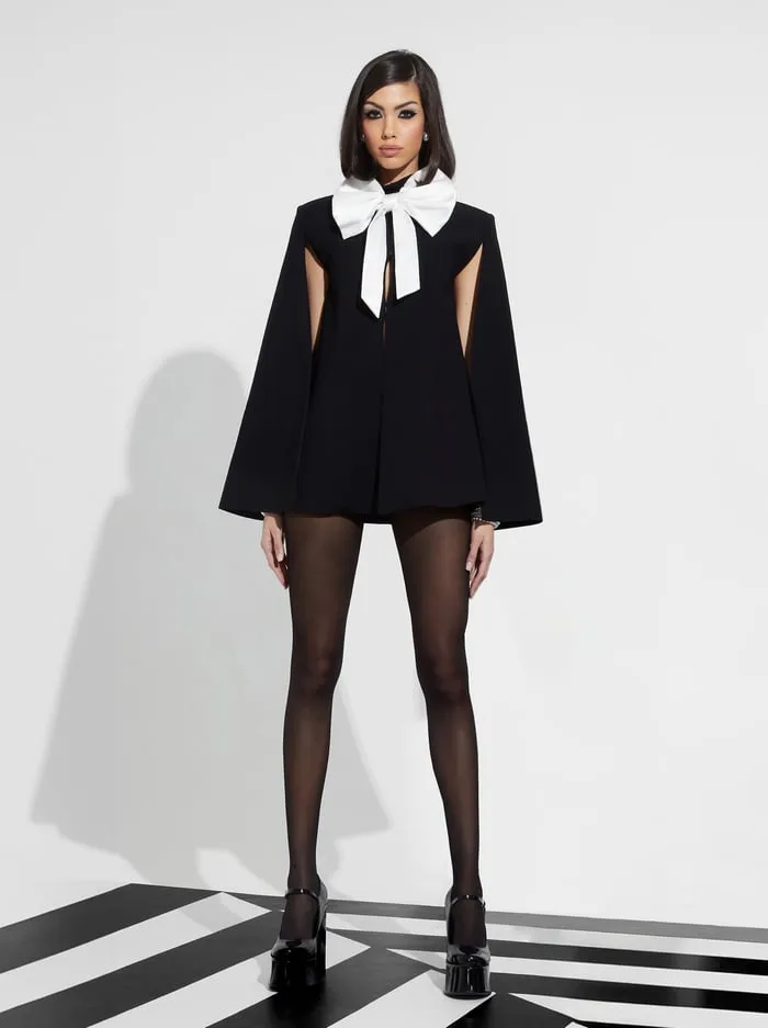 Jackets Coats Women Alice Olivia Philippa Bow Cape Blackoff White